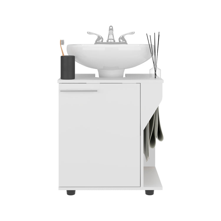 Gila Bend Under Sink Storage Cabinet, Compact Design, With Two Shelves For Organizing Bathroom Items, White
