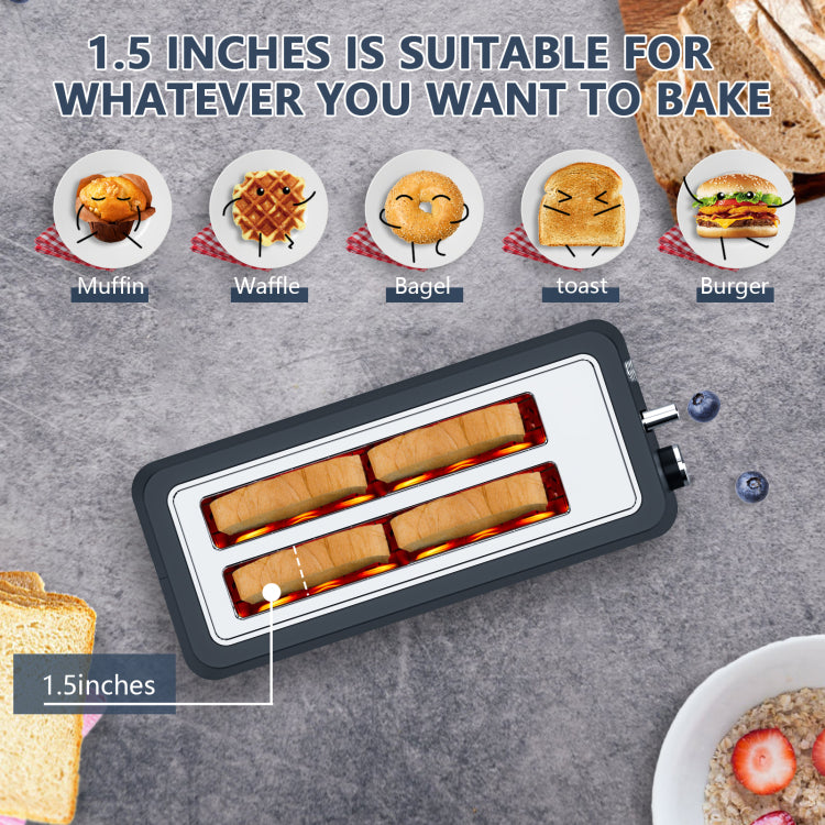 4 Slice Toaster, Extra Wide Long Slot Toaster With Warming Rack, 6 Browning Settings, Bagel Defrost Reheat Functions, Removable Crumb Tray, Stainless Steel Housing 1500W, Matte Blue