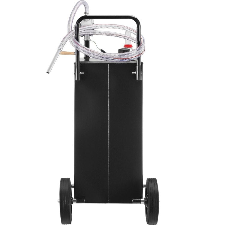 30 Gallon Fuel Caddy, Gas Storage Tank & 4 Wheels, With Manuel Transfer Pump, Gasoline Diesel Fuel Container For Cars, Lawn Mowers, Atvs, Boats, More, Black