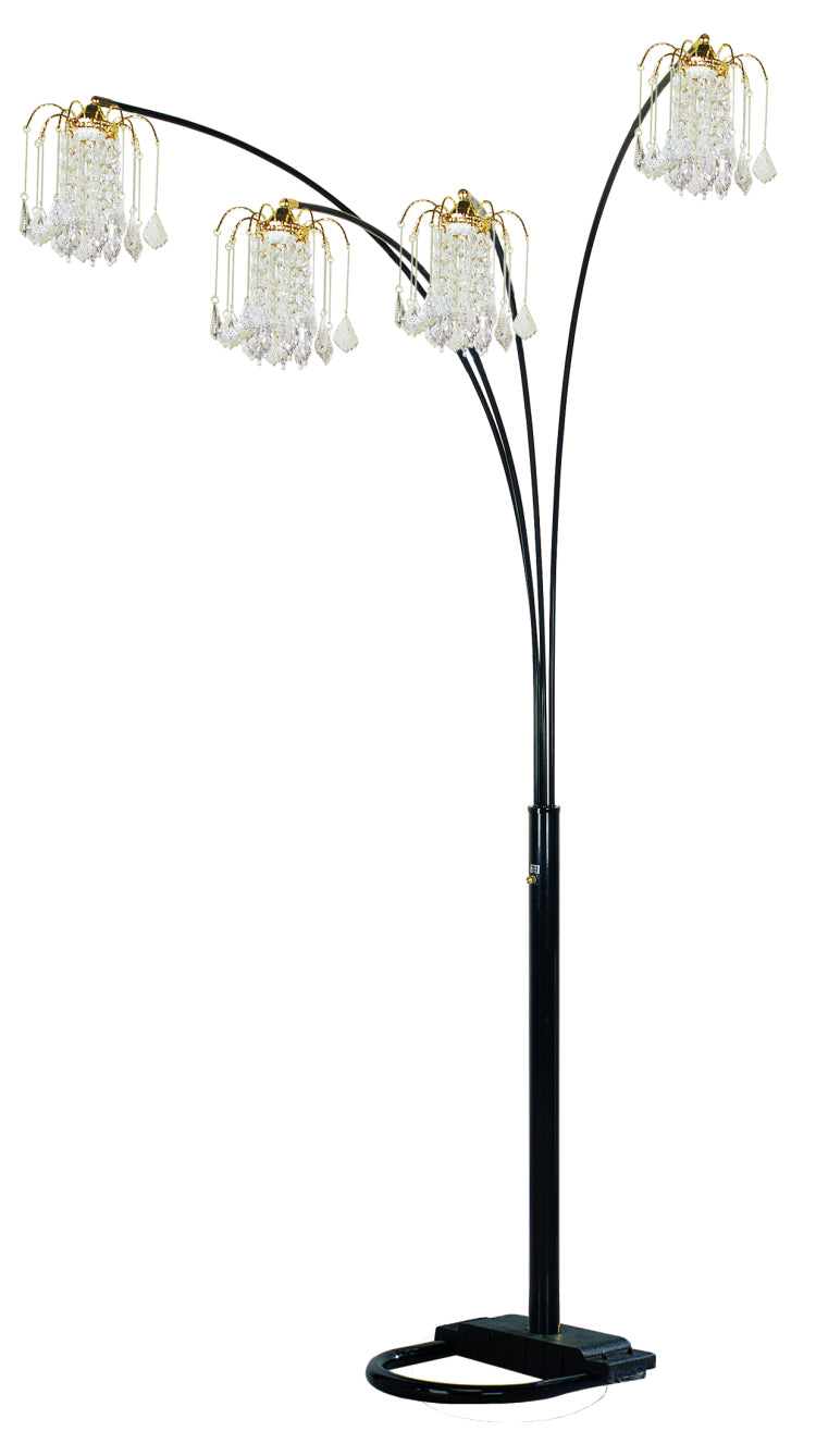 Black 4 Head Crystal Inspired Arch Floor Lamp