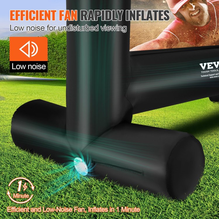 Inflatable Movie Screen, 14 Ft 168Inch Inflatable Projector Screen, Front Rear Projection, Oxford Fabric Blow Up Screen For Outdoor Parties Backyard Movie Night