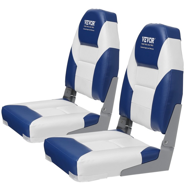 Boat Seats, 21.85" High Back Boat Seat, Folding Boat Chair With Thickened Sponge Padding And Hinge, Fold Down Boat Captain Chairs For Fishing Boat, Sightseeing Boat, Speedboat, Canoe, 2 Pack