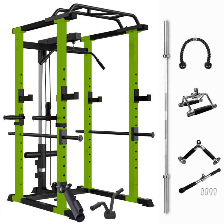 Multi Functional Power Cage, Home Adjustable Pullup Squat Rack 1000Lbs Capacity Comprehensive Fitness Barbell Rack With Gym Accessories 7Ft Olympic Bar
