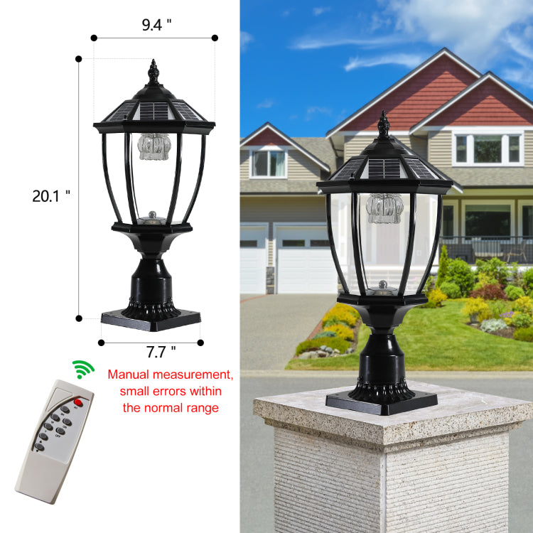 20" H Black Solar Powered Led Outdoor Lantern, Vintage Garden Light With Elegant Glass Design For Pathways, Yards, And Patios 1 Pack
