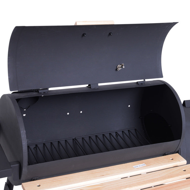 Outsunny 48" Steel Portable Backyard Charcoal Bbq Grill And Offset Smoker Combo With Wheels