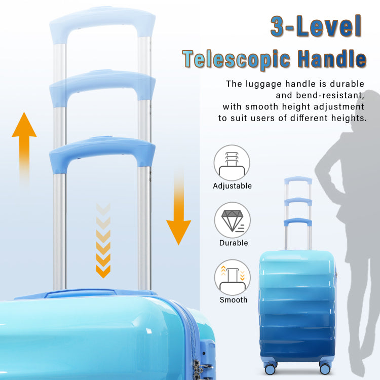 20" Carry On Luggage With Cup Holder Lightweight Glossy Hardshell Suitcases With Spinner Wheels, Tsa Lock, Airline Approved, 2 Piece Set