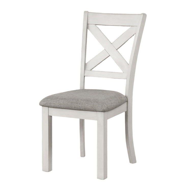 Rustic White Oak Farmhouse 2Pcs Dining Chairs Cross Back Wooden Cushion Seat Kitchen Dining Room Furniture