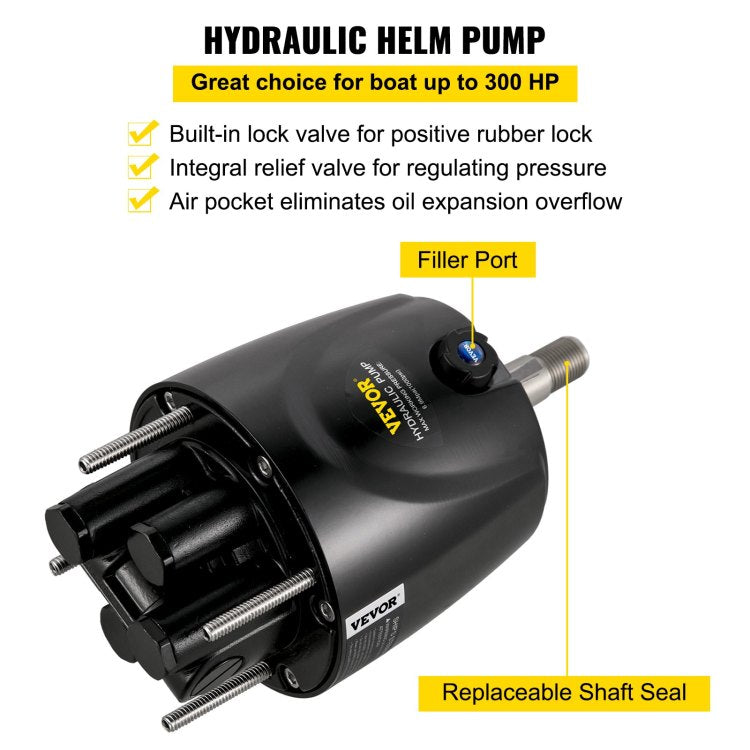 Hydraulic Boat Steering Kit, 300Hp Hydraulic Steering Kit Helm Pump, Hydraulic Outboard Steeing Kit With 14 Feet Hydraulic Steering Hose For Boat Steering System