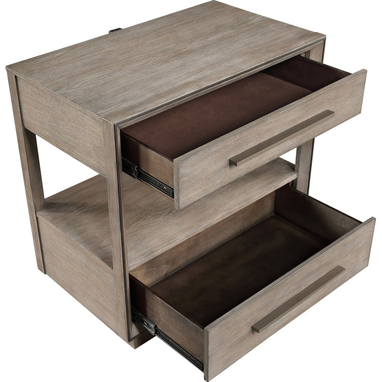 Prescott Taupe Oak 2 Drawers Nightstand