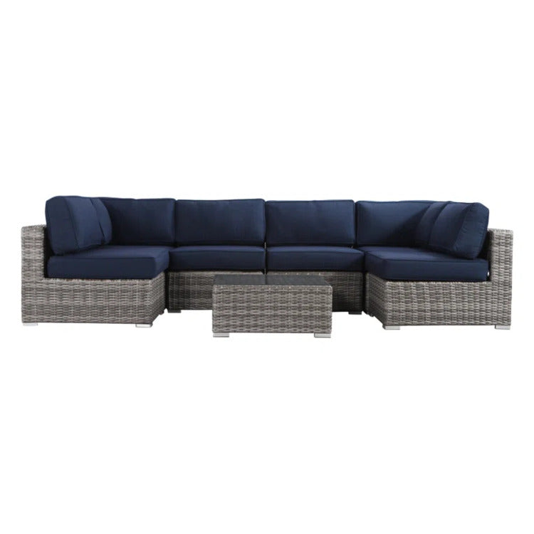 All Weather Wicker 6 Person Outdoor Sofa Set With Premium Cushions Ready To Use