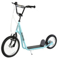 Aosom Youth Scooter, Teens Kick Scooter, Adjustable Handlebar Ride On Toy For 5 With 16" Front And 12" Rear Dual Brakes Inflatable Wheels, Blue