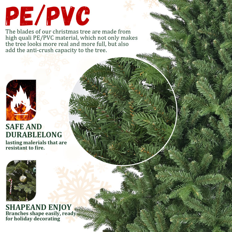 6Ft Artificial Christmas Tree, 1168 Branch Tips, Full Lush Hinged Pine With Pe Pvc Mixed Needles, Easy Assembly Holiday Tree With Sturdy Metal Stand For Indoor Christmas Decoration