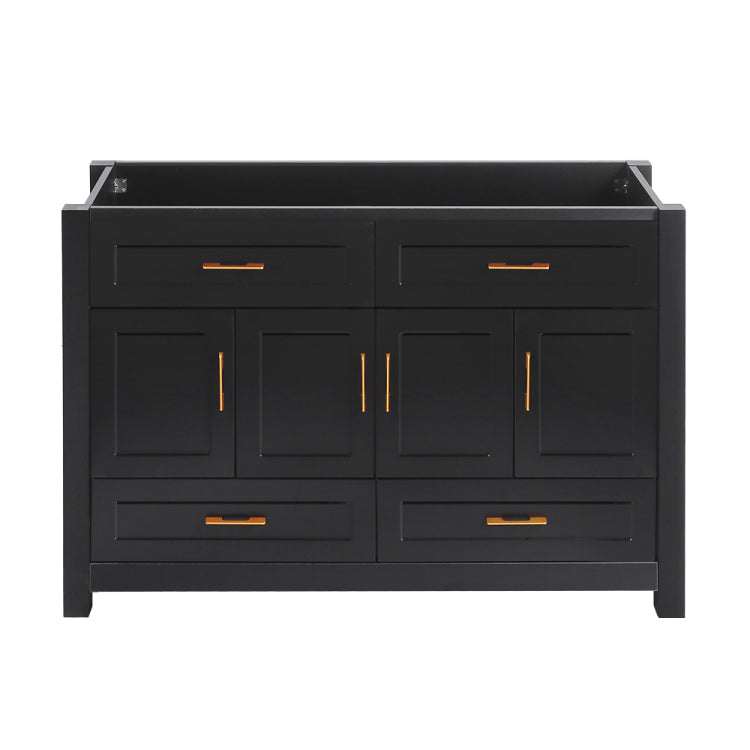 48" Black Bathroom Vanity.Abundant Storage Cabinet 4 Soft Close Doors And 4 Drawers Excluding The Ceramic Basin