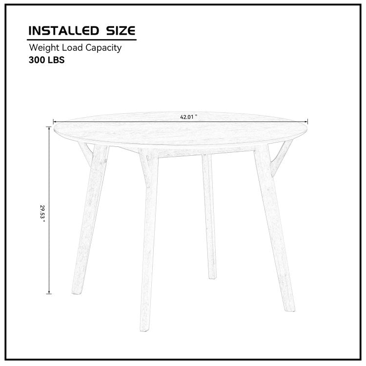 42.01 Inch Saving Place Table,Wooden Dining Table For 4 Persons,Modern Design Round Kitchen Table For Living Room,Apartment,Restaurant,Black