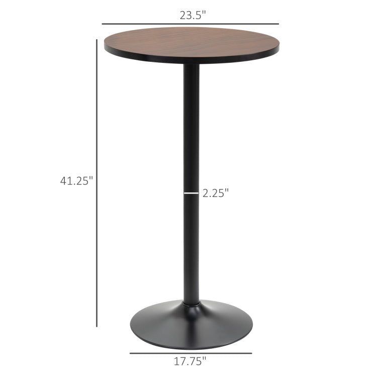 Homcom 42" H Bar Height Round Bar Table, Rustic Industrial Pub Table, Elm Wood Top Bistro Table With Metal Base