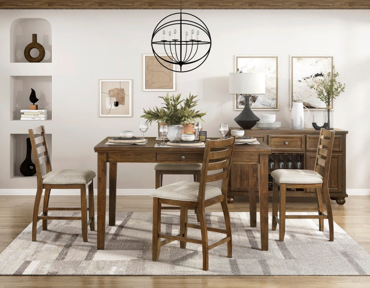 Counter Height Chairs Set Of 2 Traditional Cherry Finish Wood Frame Beige Upholstery Dining Furniture