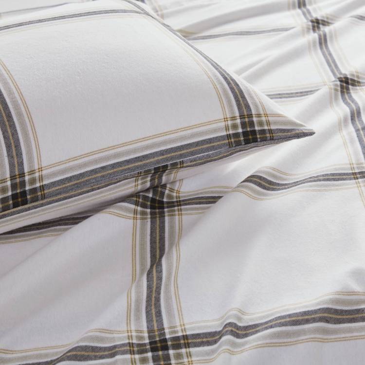 4 Piece King Sheet Set,Tan Plaid