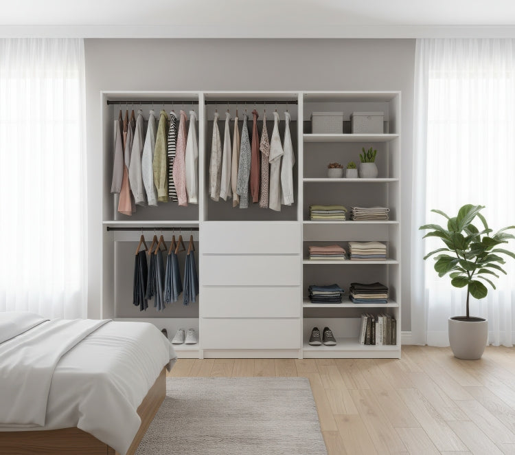 Prosper White Freestanding Walk In Wood Closet System
