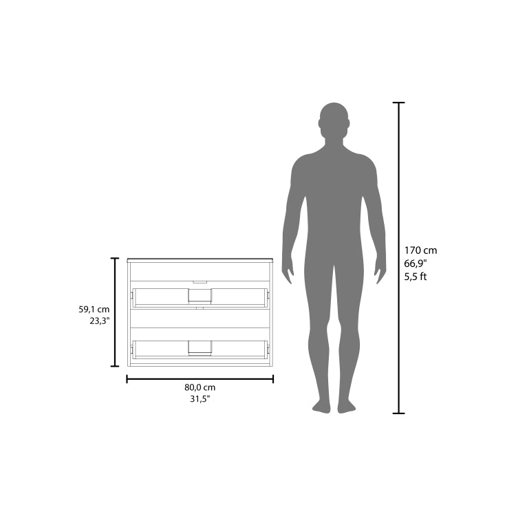 Bathroom Cabinet Opalo, With Two Shelves And Open Storage, White