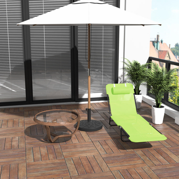 Outsunny Folding Chaise Lounge Chair, Pool Sun Tanning Chair, Outdoor Lounge Chair With Reclining Back, Mesh Seat, Headrest For Beach, Yard, Patio, Green