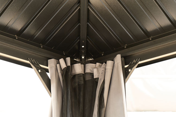 10*10Ft Patic Gazebo,Aluminum Gazebo With Steel Canopy,Outdoor Permanent Hardtop Gazebo Canopy For Patio, Garden, Backyard