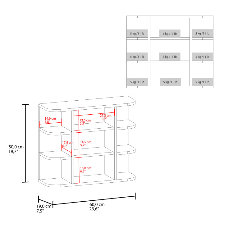 Medicine Cabinet 19" H, Six External Shelves, Three Interior Shelves, Light Gray