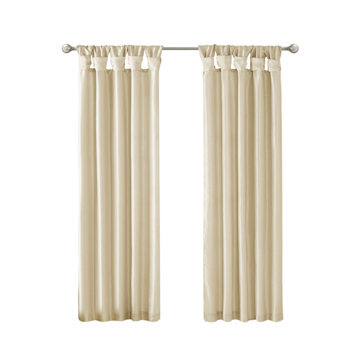 Twist Tab Lined Window Curtain Panel Champagne 50X95"