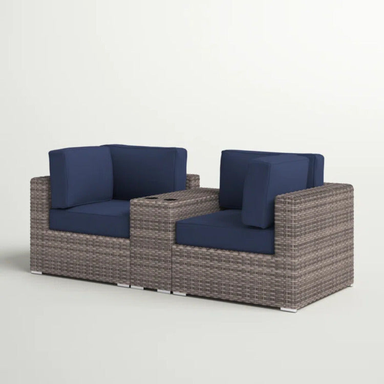 2 Person Rattan Wicker Outdoor Seating Group With Cushions Fully Assembled