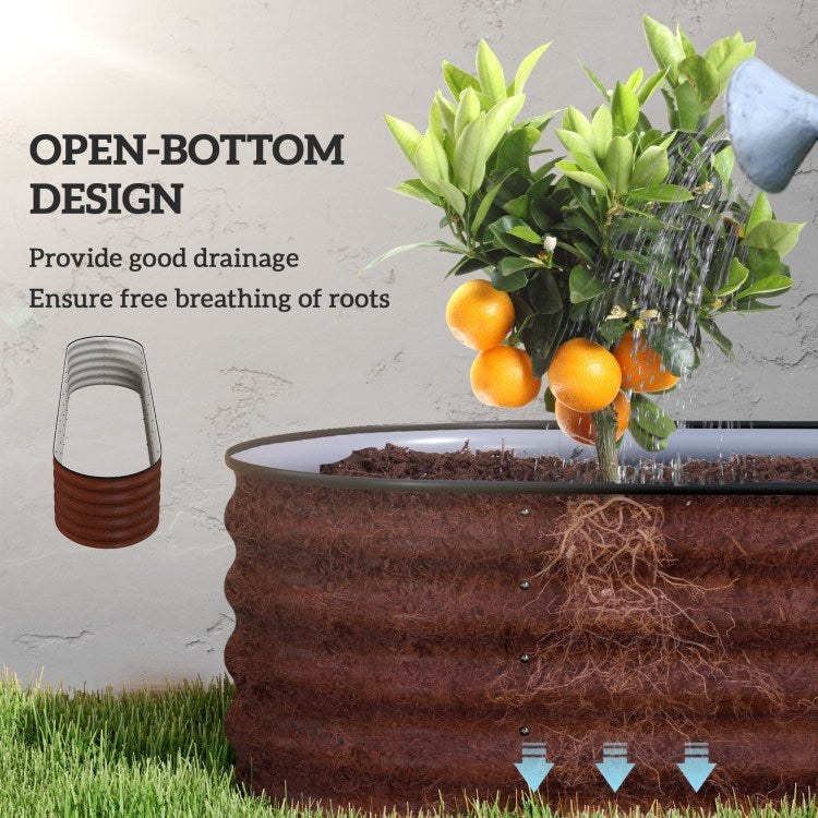 Outsunny 8' X 2' X 1.4' Galvanized Raised Garden Bed Kit, Outdoor Metal Elevated Planter Box With Safety Edging, Easy Diy Stock Tank For Growing Flowers, Herbs & Vegetables, Brown
