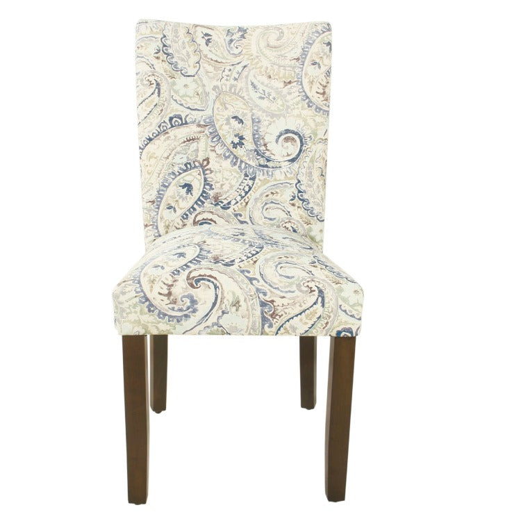 Jax Parsons Dining Chair Set Of 2, Cream Blue Velvet Paisley Print