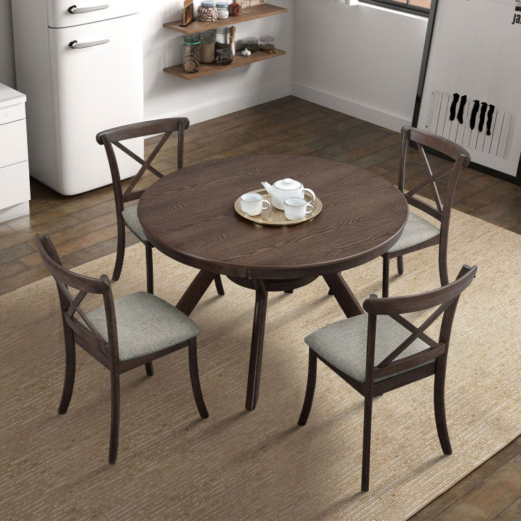 Wooden X Back Dining Chairs Set Of 2, Modern Fabric Upholstered Kitchen Side 2Pc Chairs, Cross Back Rubber Wood Farmhouse Dining Room Chair,Dark Brown