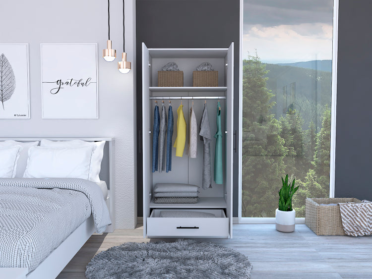 Rio Double Door Armoire, One Cabinet, Hidden Drawer