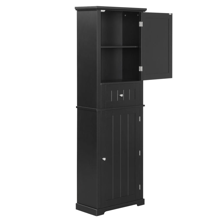 Tall Bathroom Storage Cabinet, Freestanding Storage Cabinet With Drawer And Adjustable Shelf, Mdf Board With Painted Finish, Black Old Sku:Wf312727Aab