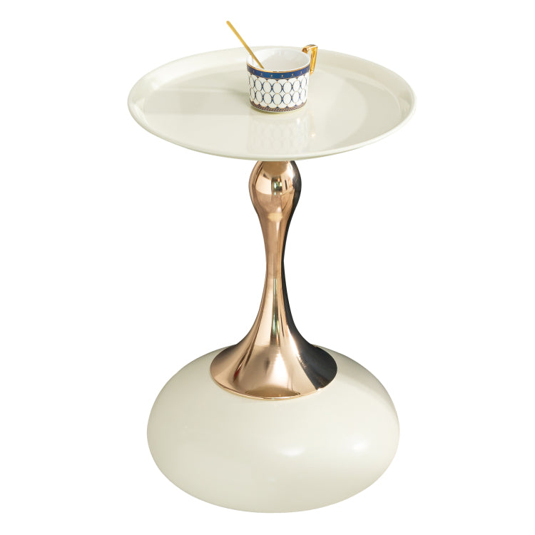 Small Round Side Table For Small Space ,Cocktail Table,Living Room Small Coffee Table, White End Table
