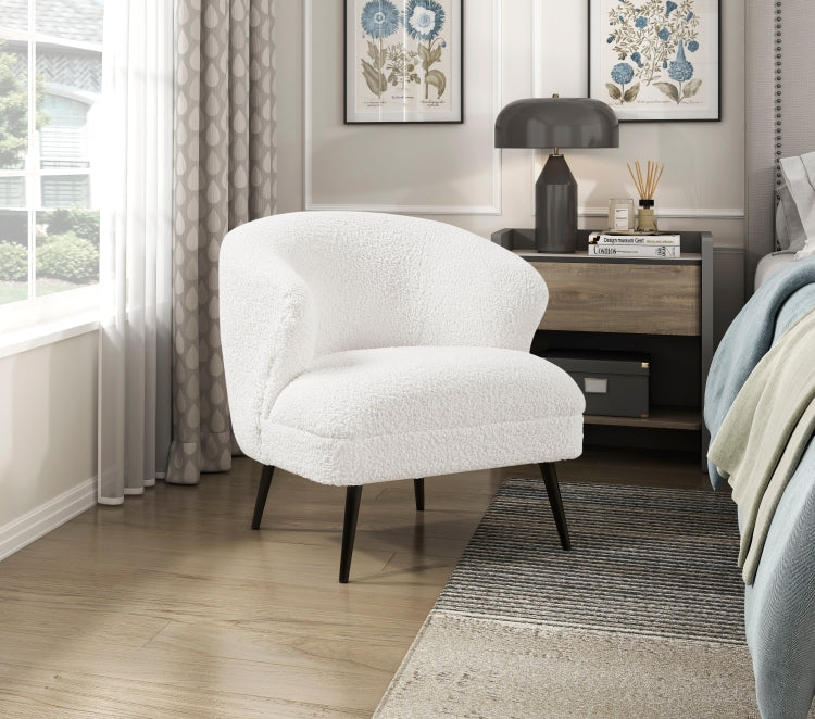 Luxury Living Room Furniture 1Pc Accent Chair Beige Boucle Upholstery, High Density Foam Seat Cushions