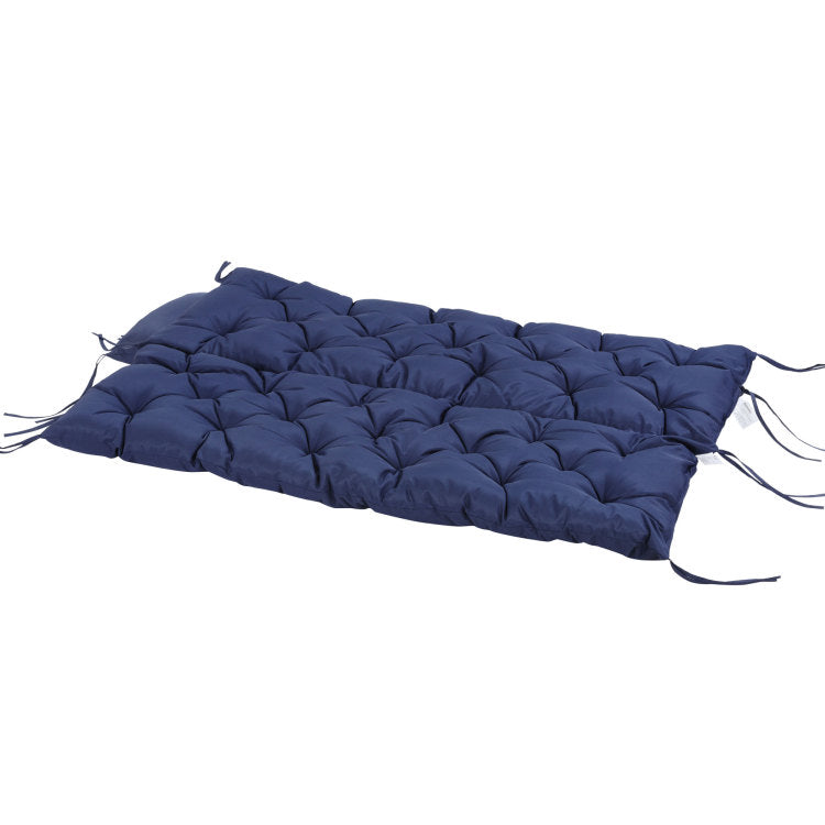 Outsunny Tufted Bench Cushions For Outdoor Furniture, 3 Seater Replacement For Swing Chair, Patio Sofa Couch, Overstuffed, Includes Backrest, Dark Blue