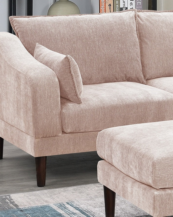 Beautiful Blush Pink Laf Raf One Arm Chair Morgan Fabric 1Pc Chair Pillow Soft Cushion Wood Legs Living Room Furniture