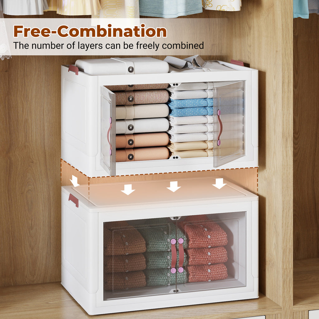 4 Tier Foldable Storage Cabinet Heavy Duty Pp Plastic Collapsible Organizer For Closet, Bedroom, Garage & Dorm, No Tools Needed, Easy To Store