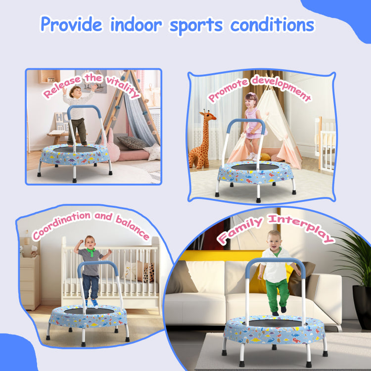 28Inch Toddler Trampoline For Kids 1 Year Plus With Handle, Baby Gifts For Boys And Girls, Indoor And Outdoor