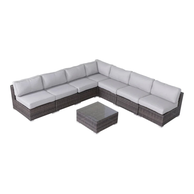 6 Person Wicker Seating Set With Cushions Fully Assembled