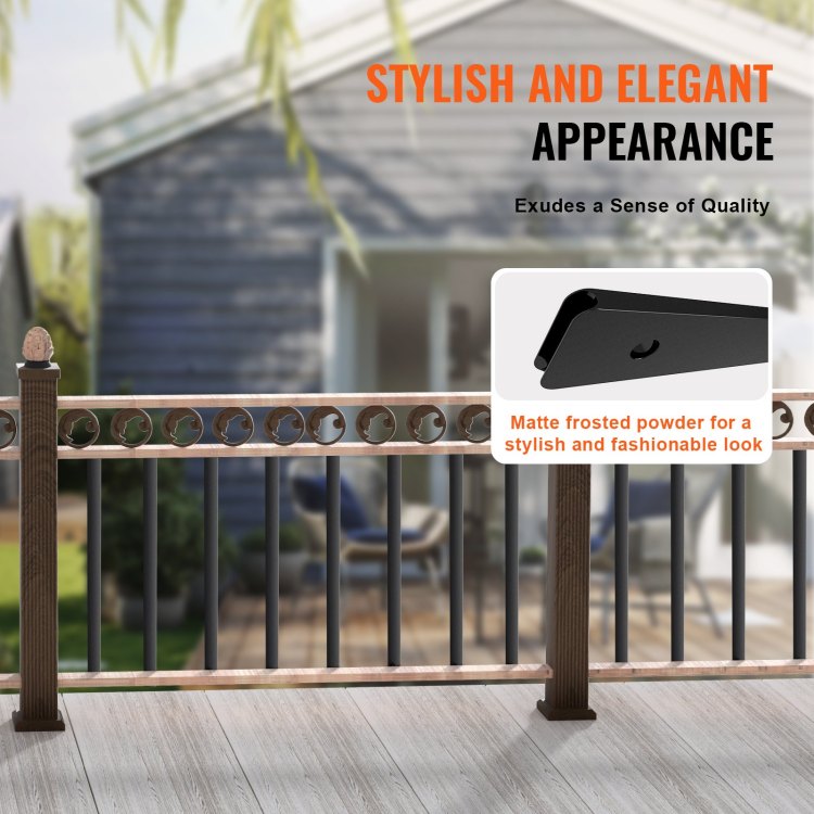 Staircase Metal Balusters, 38'' X 1'' Flat Aluminum Alloy Decorative Banister Spindles, 72 Pack Deck Baluster With Screws, Classic Hollow Deck Railing Satin Black Powder Coated For Porch