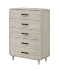 1Pc Contemporary White Finish Ample Drawer Space Five Drawers Tall Chest Storage Wooden Furniture Antique White Color