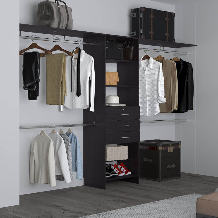 Closet System, 3 Drawers, 5 Shelves