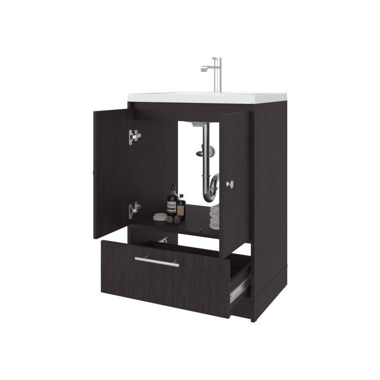 Wengue 2 Door Freestanding Bathroom Vanity With Sink And Bottom Drawer