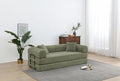 Convertible Sleeper Sofa Bed With Cylindrical Pillow Corduroy Folding Mattress Couch With Fixed Shape Frame For Living Room, Bedroom, Lounge, Studio Light Green