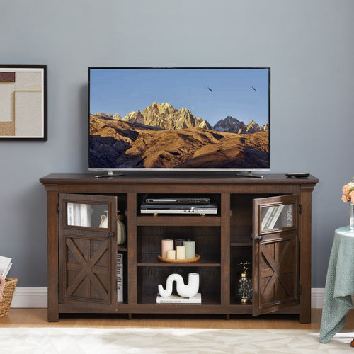 2 Doors Cabinet Farmhouse Cabinet, Farmhouse Tv Stand Barn Design,Modern Farmhouse Tv Media Stand, Large Barn Inspired Home Entertainment Console,Espresso, 60.23"W*15.35"D*31.7"H