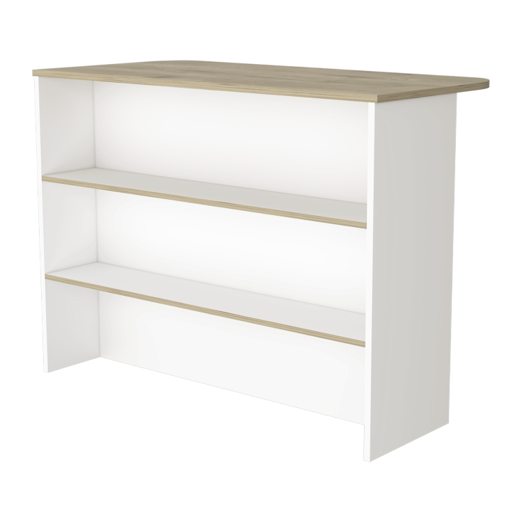 Crete Kitchen Island, Kitchen Bar With 3 Tier Shelves