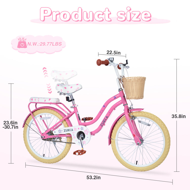 Multiple Colors,Girls Bike With Basket For 7 10 Years Old Kids,20 Inch Wheel ,No Training Wheels Included