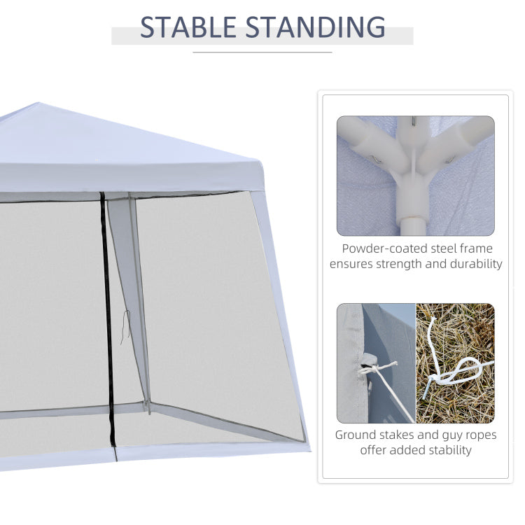Outsunny 10'X10' Outdoor Canopy Tent, Slant Leg Sun Shelter With Mesh Sidewalls, Patio Tents For Parties, Grey
