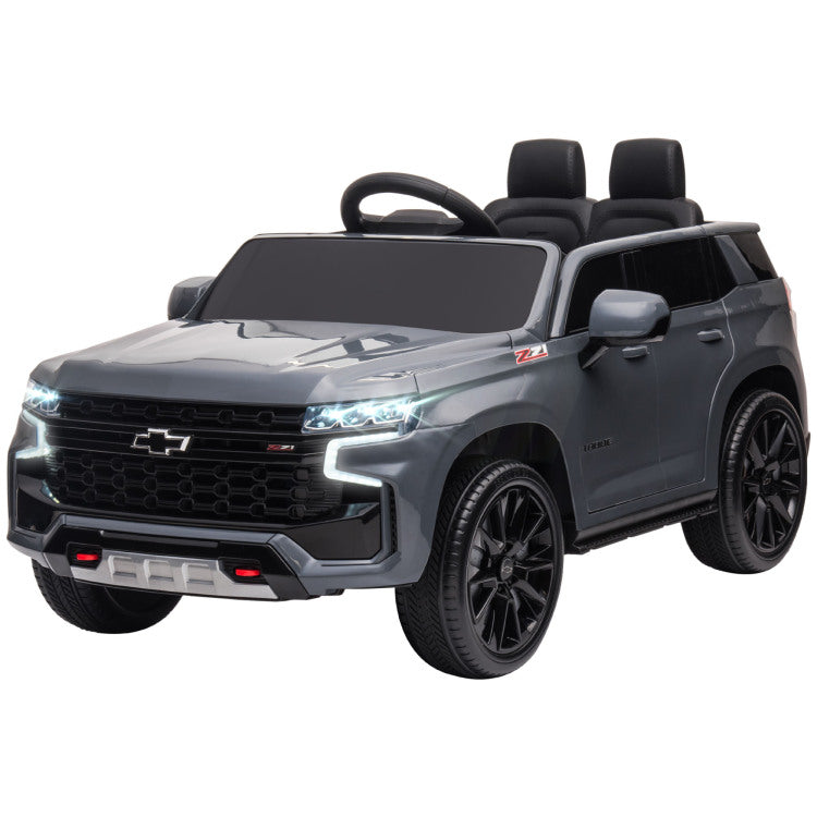 Aosom Chevrolet Tahoe Licensed Kids Ride On Car, 12V Battery Powered Kids Electric Car With Remote Control, Music, Lights, Horn, Suspension For 3 6 Years Old, Gray